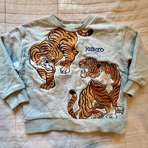 Kenzo Kids Light Gray Sweatshirt with Tiger Design